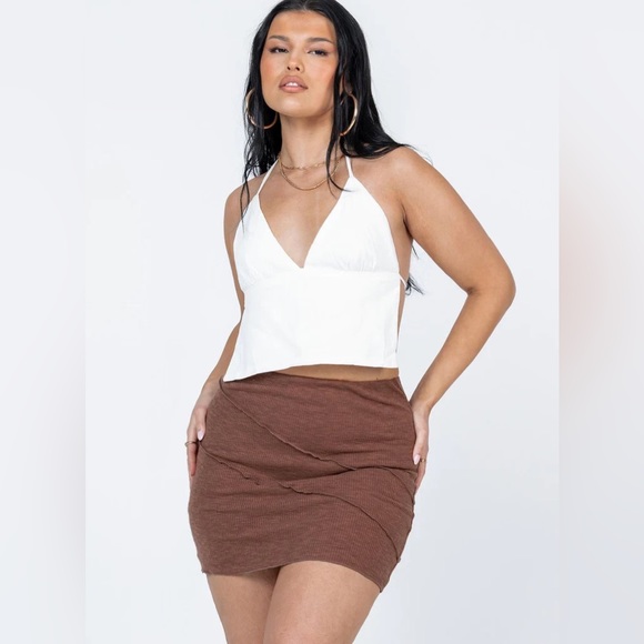 Oscar Mini Skirt Brown - Picture 3 of 10